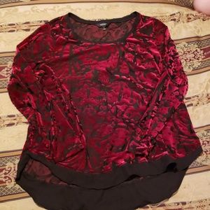 Women's Long Sleeve Sheer/Velour Shirt